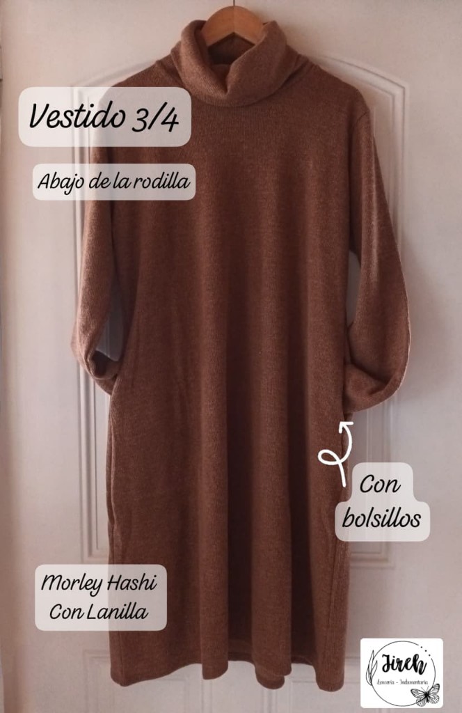 Vestido Poleron 3/4 Morley Disel Jaspeado  TÚ Color Camel