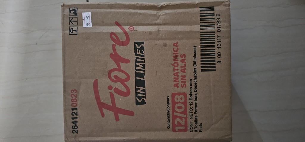 Fiore toallas femeninas 12/08 caja de 12 und
