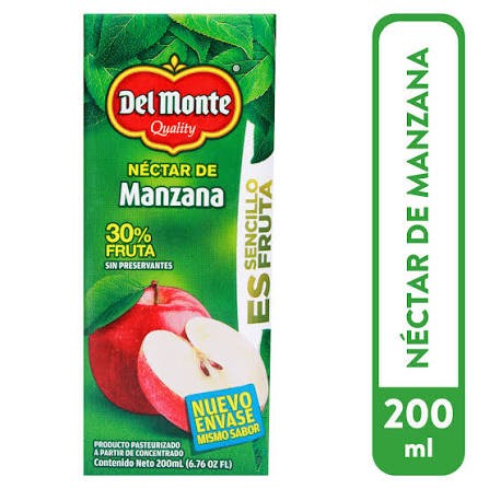Del Monte néctar de manzana 200ml paquete de 24 cajitas