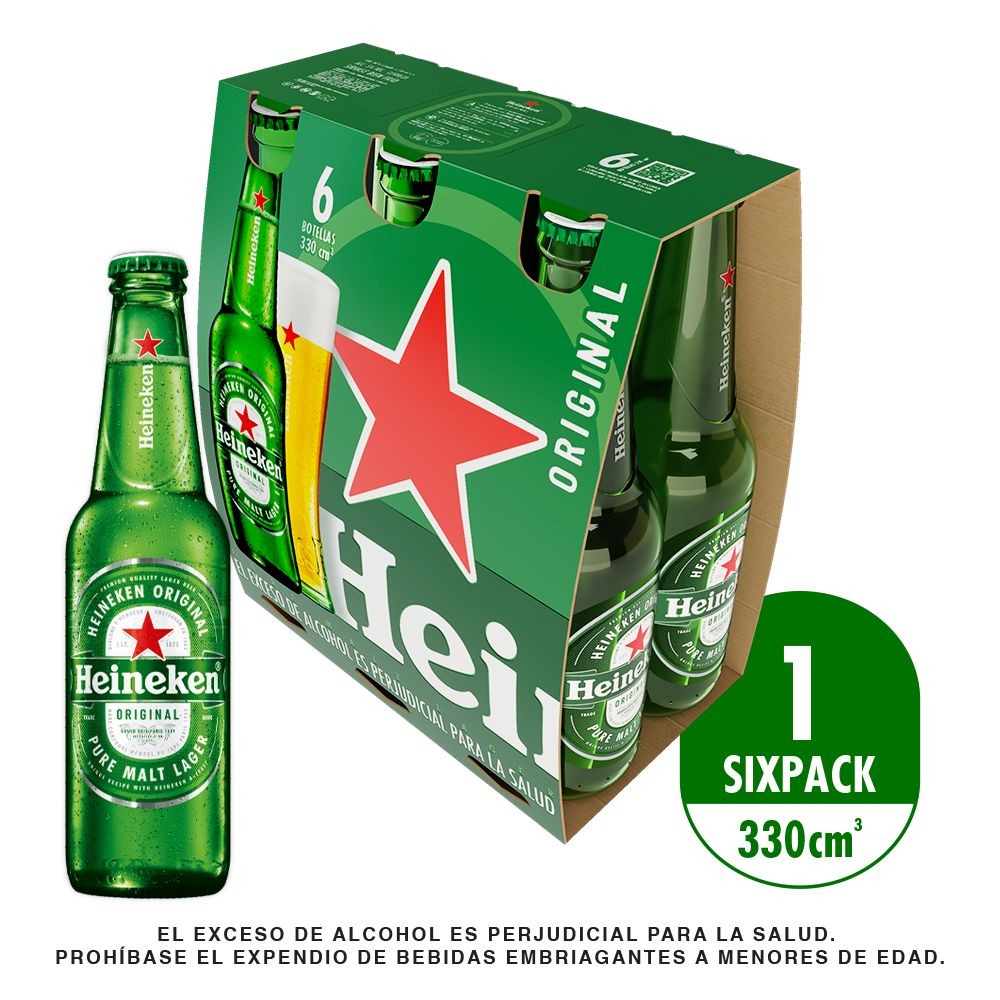 SIX PACK HEINEKEN BOTELLA 330ml
