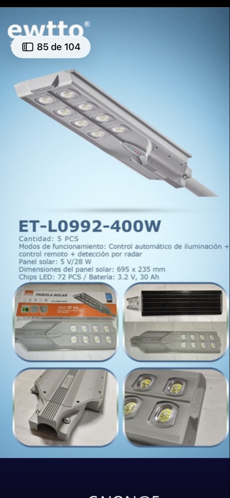 lampara solar LED 400W