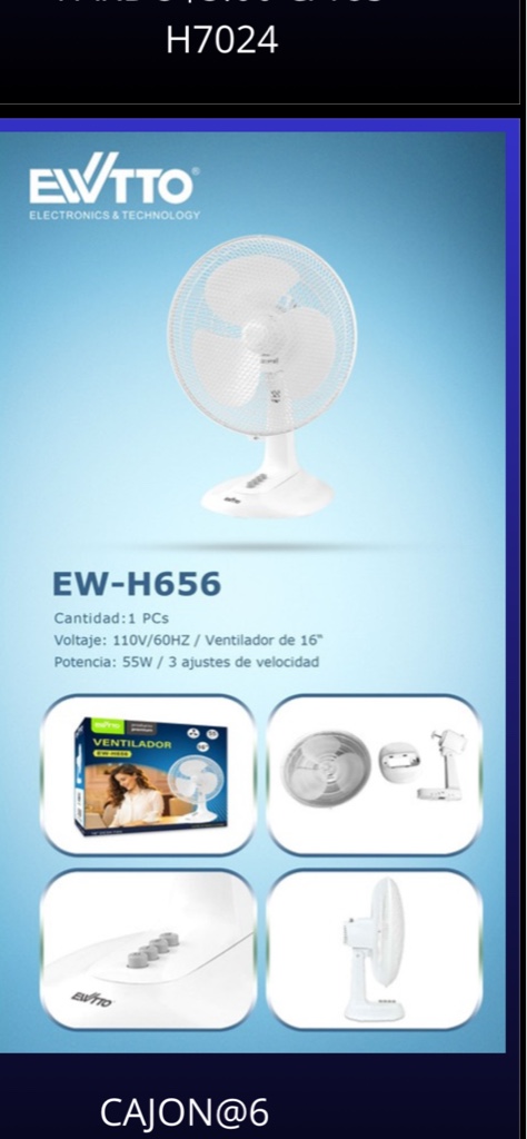 H656 ventilador 16" blanco