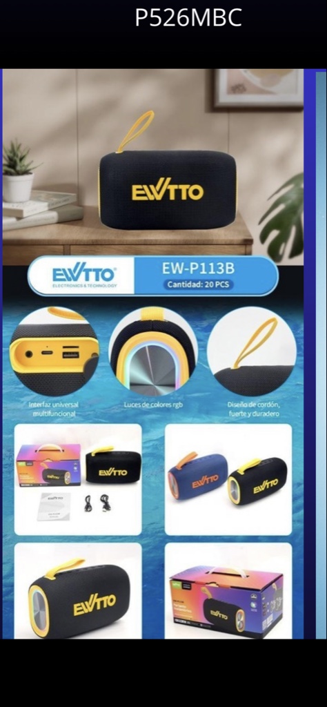 EWYTTO bocina bluetooth negra