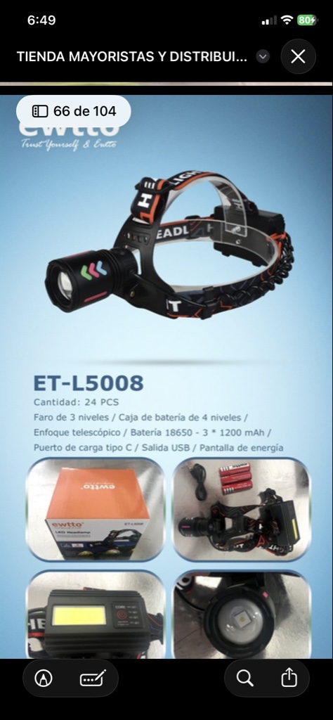 ET-L5008 faro frontal negro
