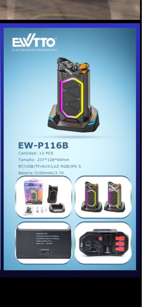 Ewtto parlante negro RGB