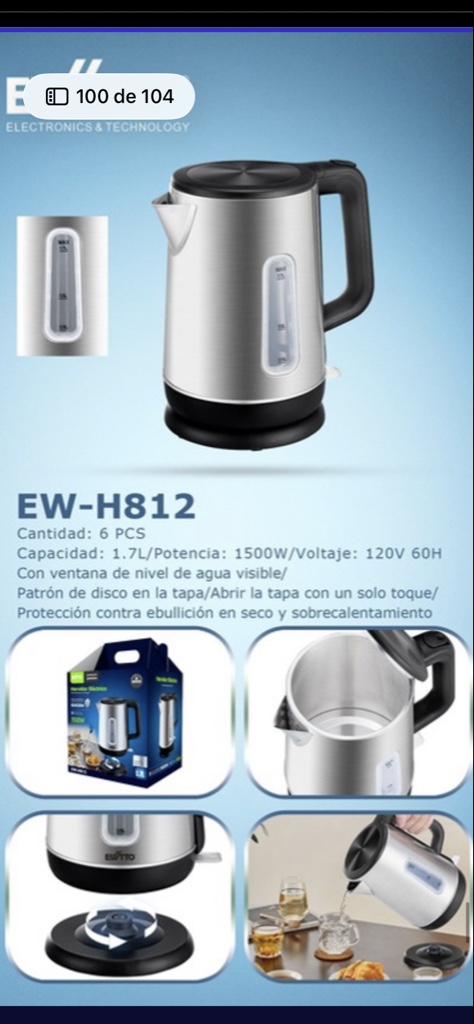 H812 hervidor electrico plata