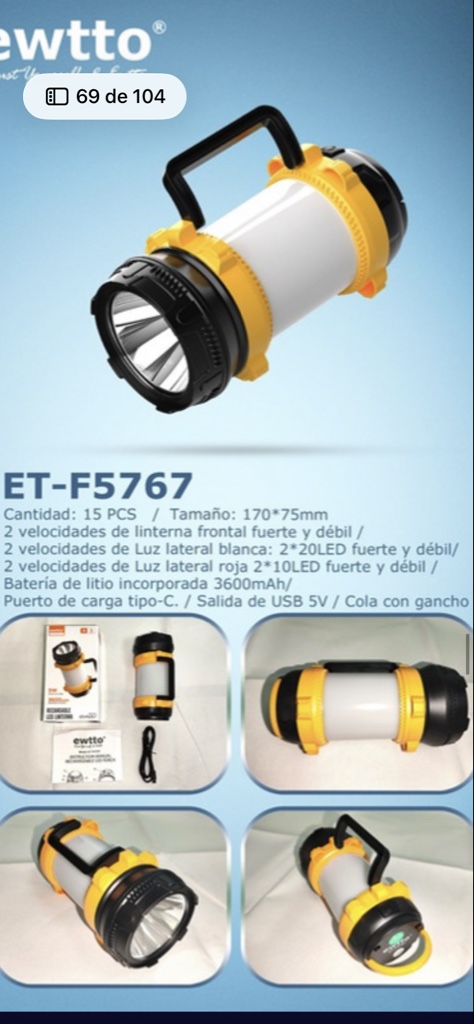 F5767 linterna recargable amarilla