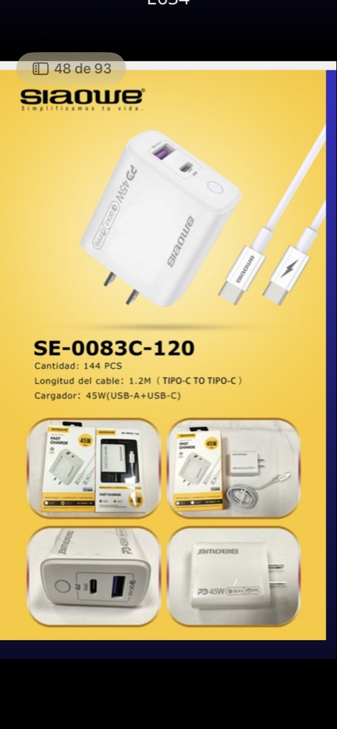 Se-0083C cargador blanco 45W
