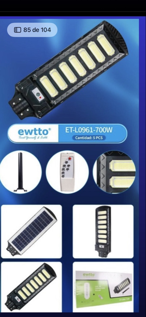 luminaria solar negra 700W