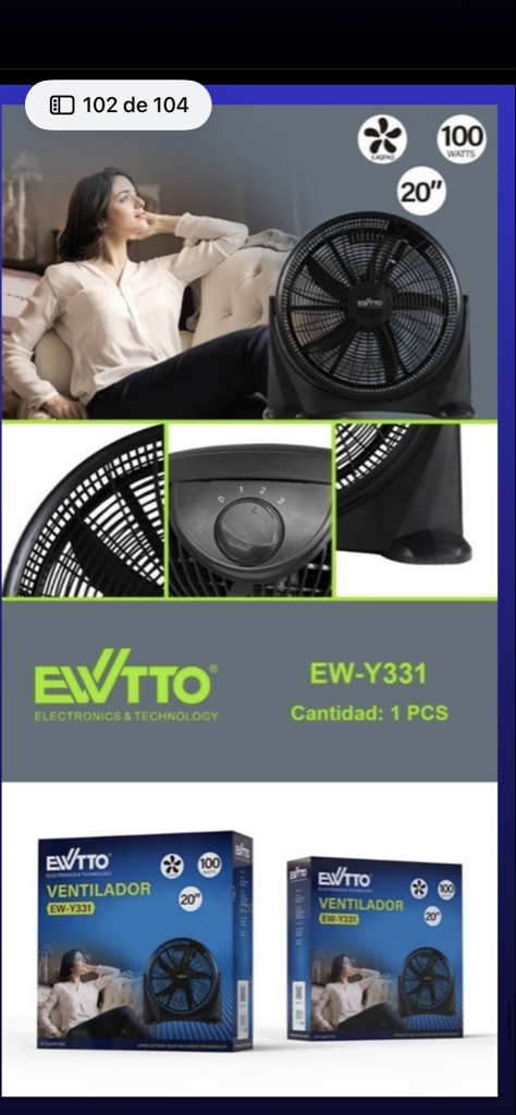 ventilador negro 20 pulgadas y331