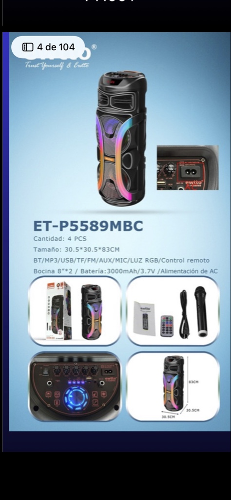 Ewtto parlante negro RGB P5589MBC