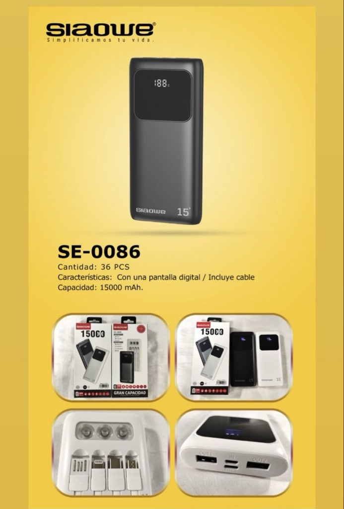 Se-0086power bank 15000mAh se-0086