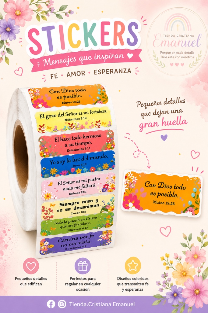 Stikers versículo “Con Dios”