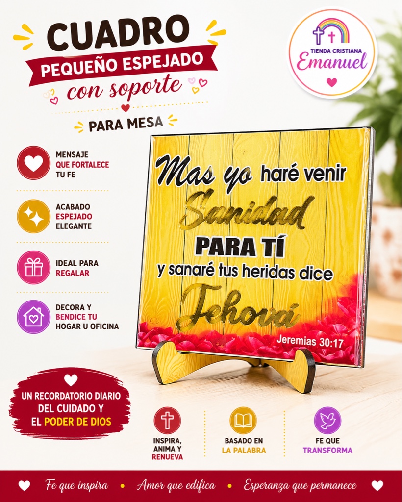 Cuadro Espejado pequeño con soporte/ Amarillo