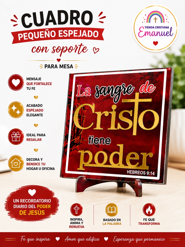 Cuadro espejado con soporte pequeño - Rojo