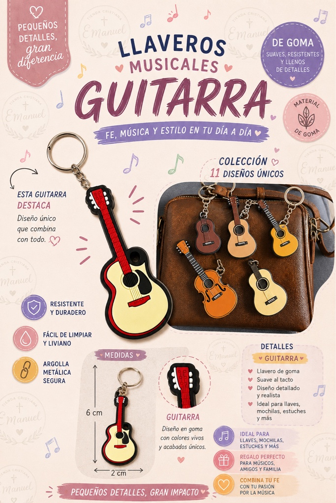 Llavero guitarra blanco