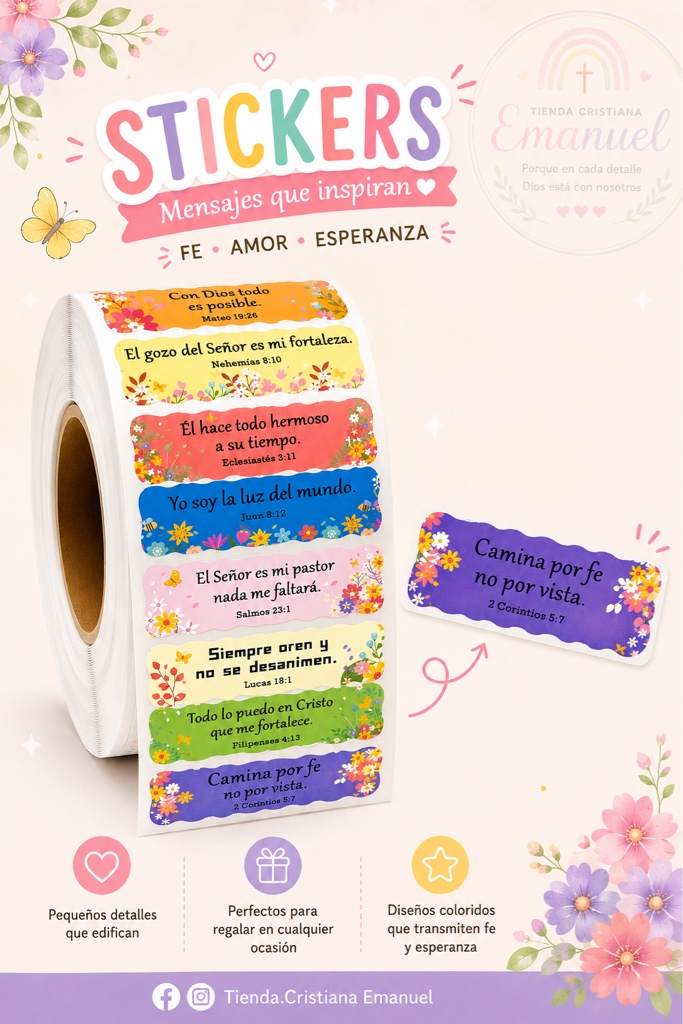 Stikers versículo “Camina por fe”