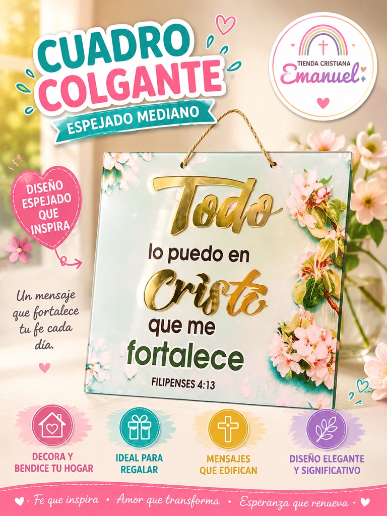 Cuadro  colgante espejado - Todo lo puedo