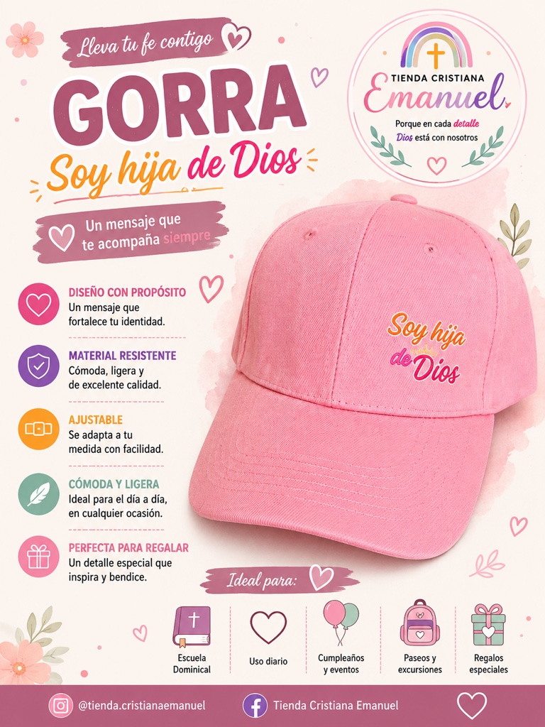 Gorra Diseño Soy hija de Dios