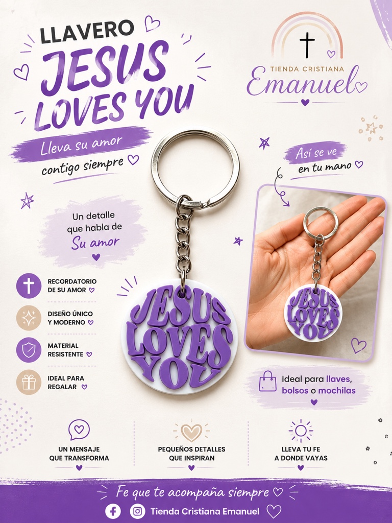 Llavero Jesús Lila
