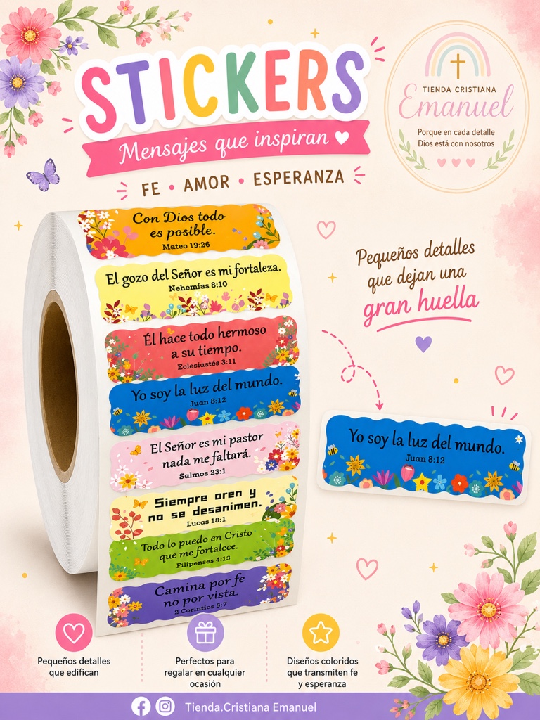 Stikers versículo “Yo soy la luz”