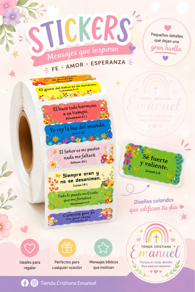 Stikers versículo “Se fuerte y valiente”