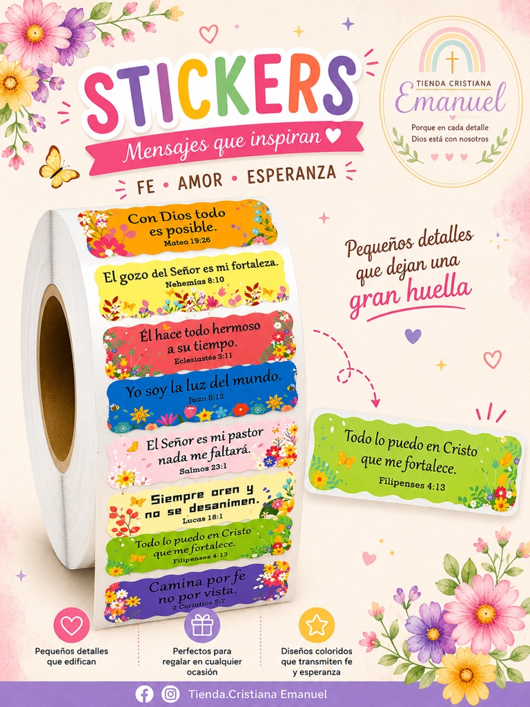 Stikers versículo “Todo lo puedo”