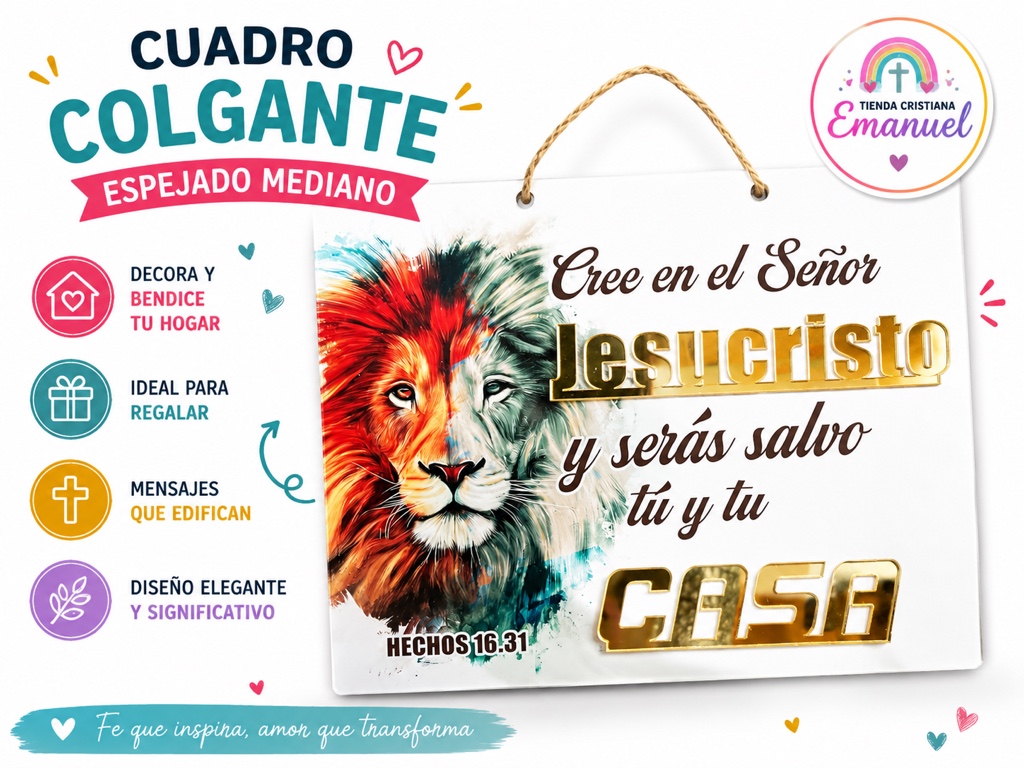 Cuadro colgante espejado - León
