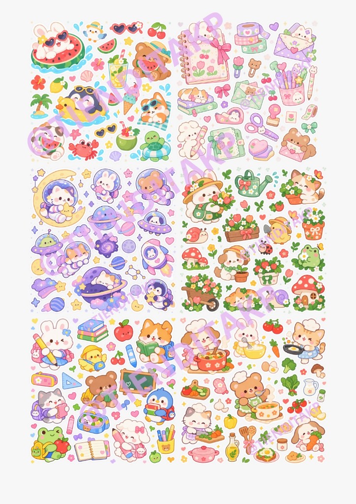 Láminas de stickers estilo A (digitales)