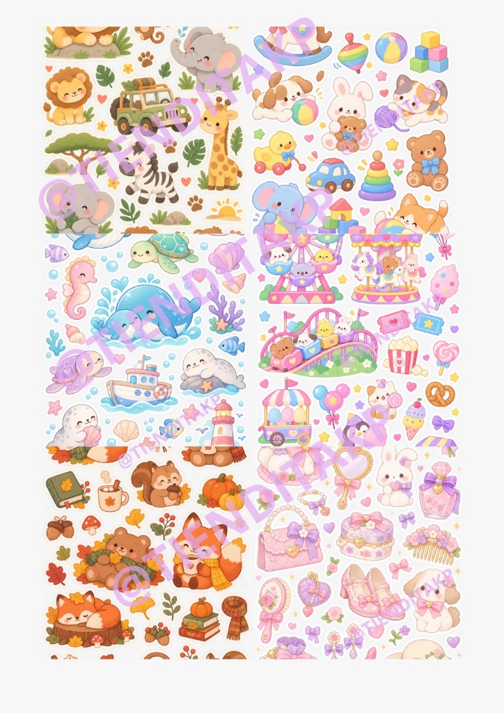 Láminas de stickers estilo F (digitales)