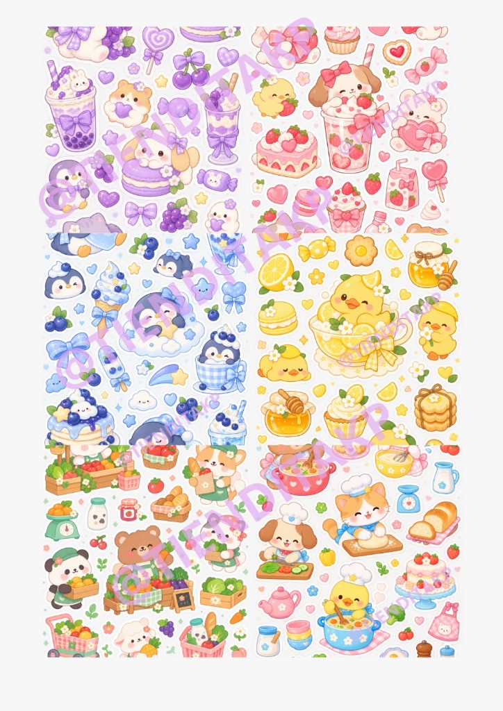 Láminas de stickers estilo E (digitales)