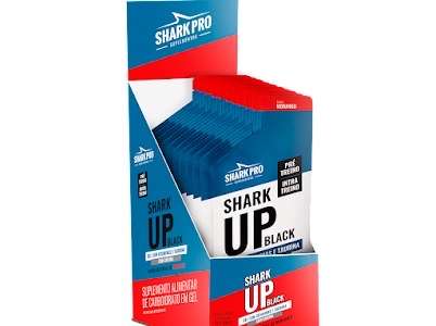 Shark Up Black Gel 30g Com Cafeína, Display Com 10 Sachês  Shark Pro