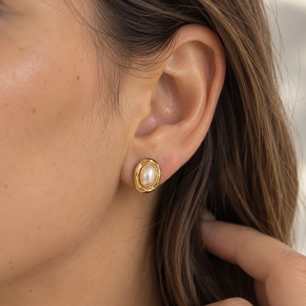 63831-ARETE DORADO MINI CON PERLA BLANCA