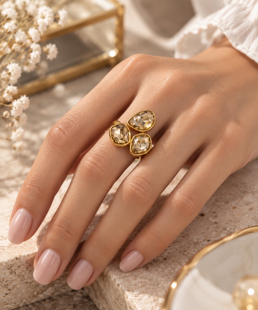 48551-ANILLO DORADO TRIPLE COLOR CHAMPAGNE # 07-08