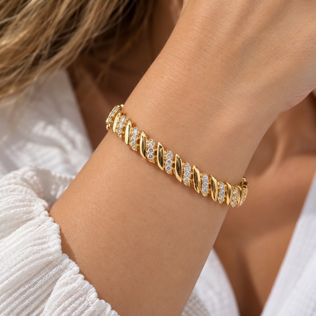 23071-PULSERA DORADA CON DIAMANTES