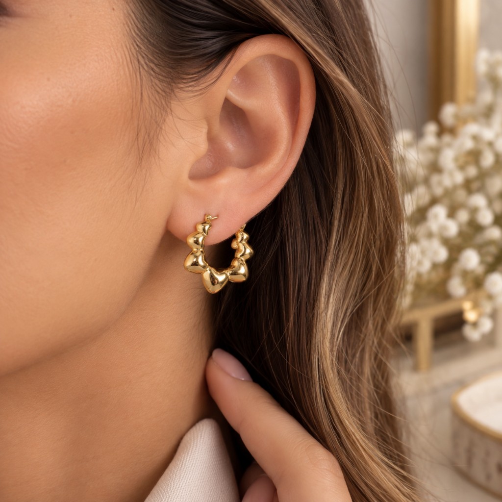 68972-ARETE DORADO ARGOLLA PEQUEÑA FLOR