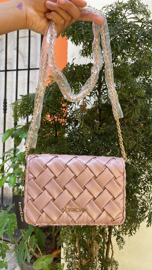 Bolso Bebe rosa tejido cruzado