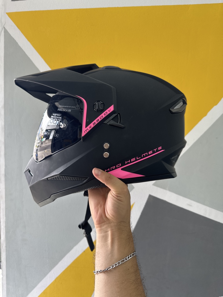 CASCO HRO MX330 TALLA S NEGRO ROSADO