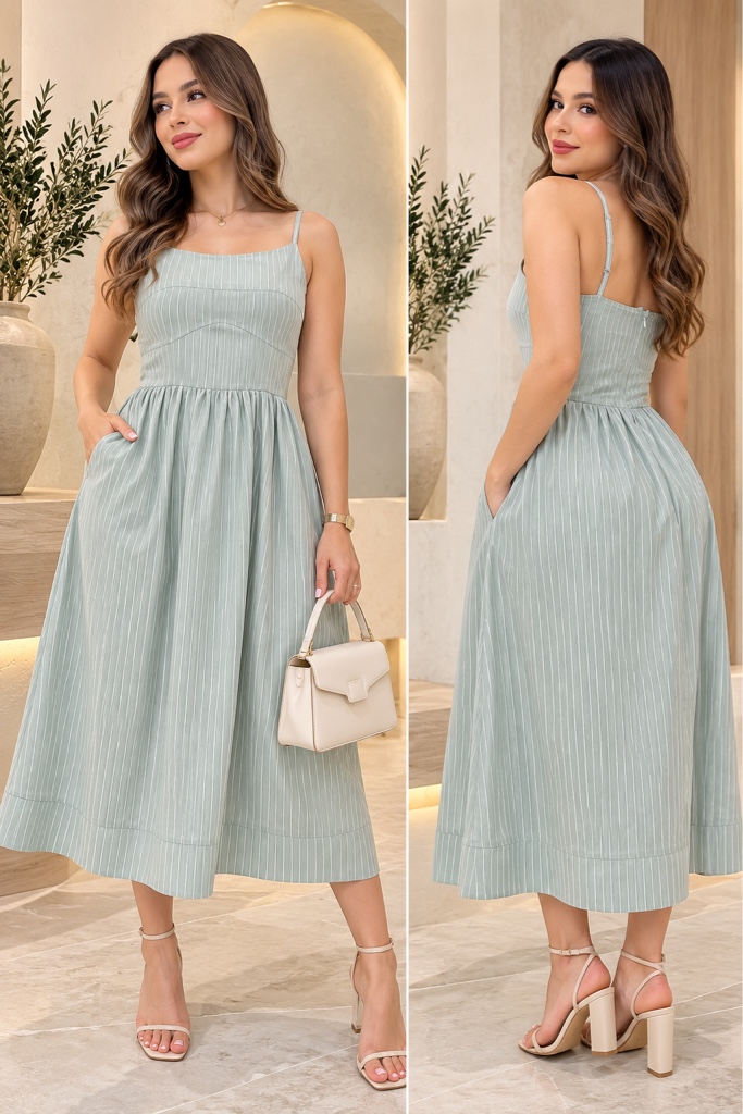 Vestido con tirantes y bolsas