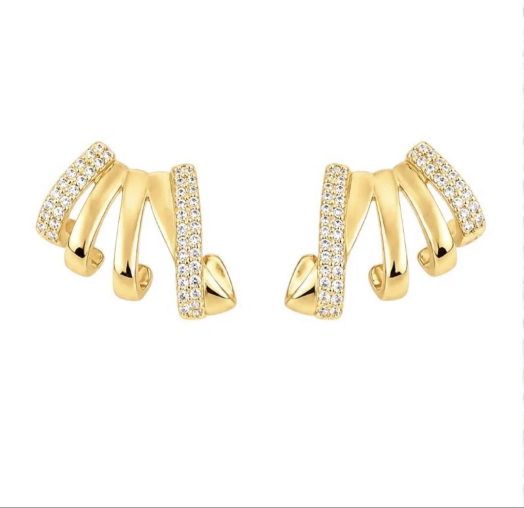 Brincos dourados com strass