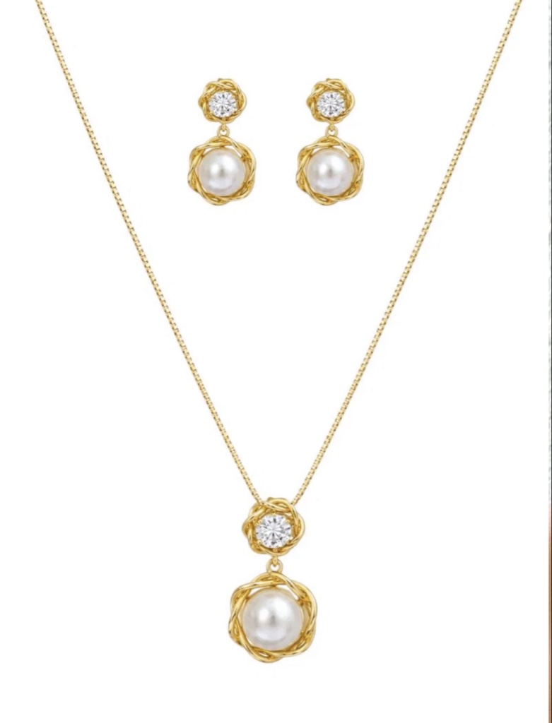 Conjunto dourado pérola