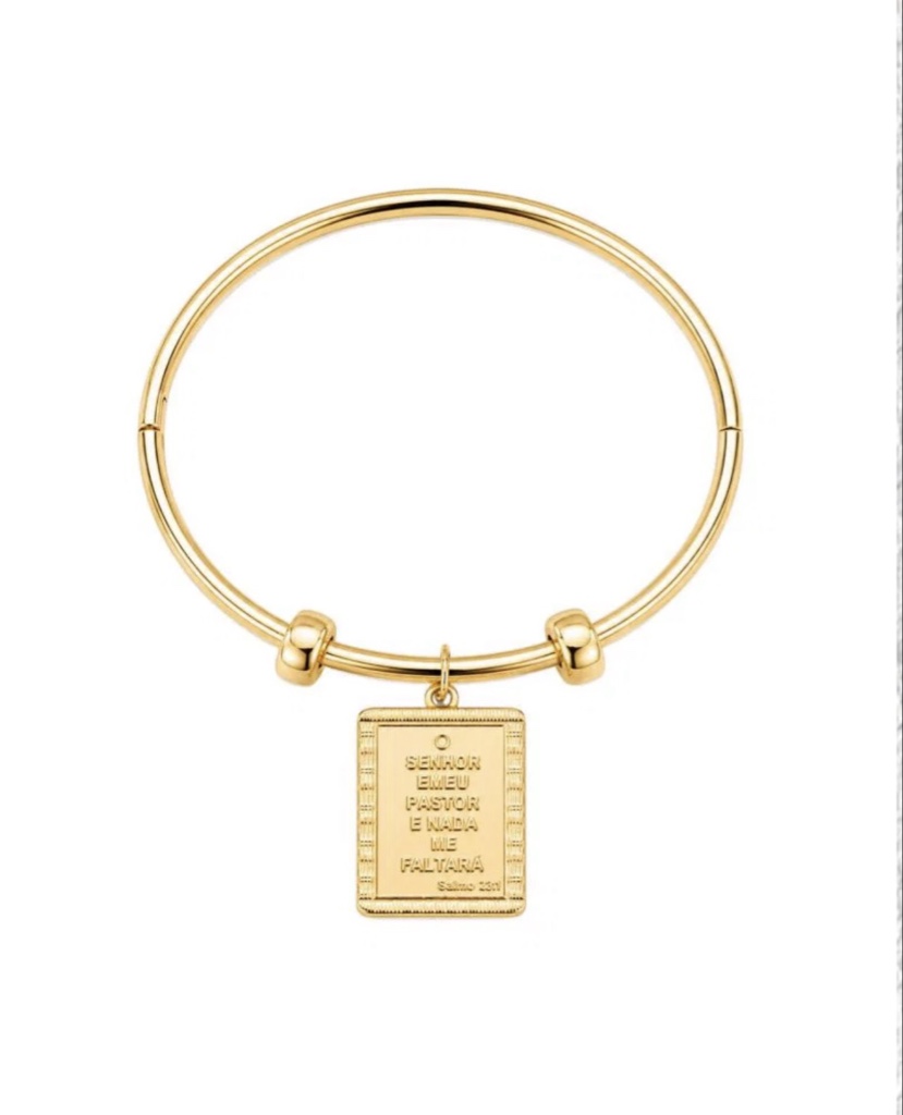 Bracelete dourada pingente Salmo