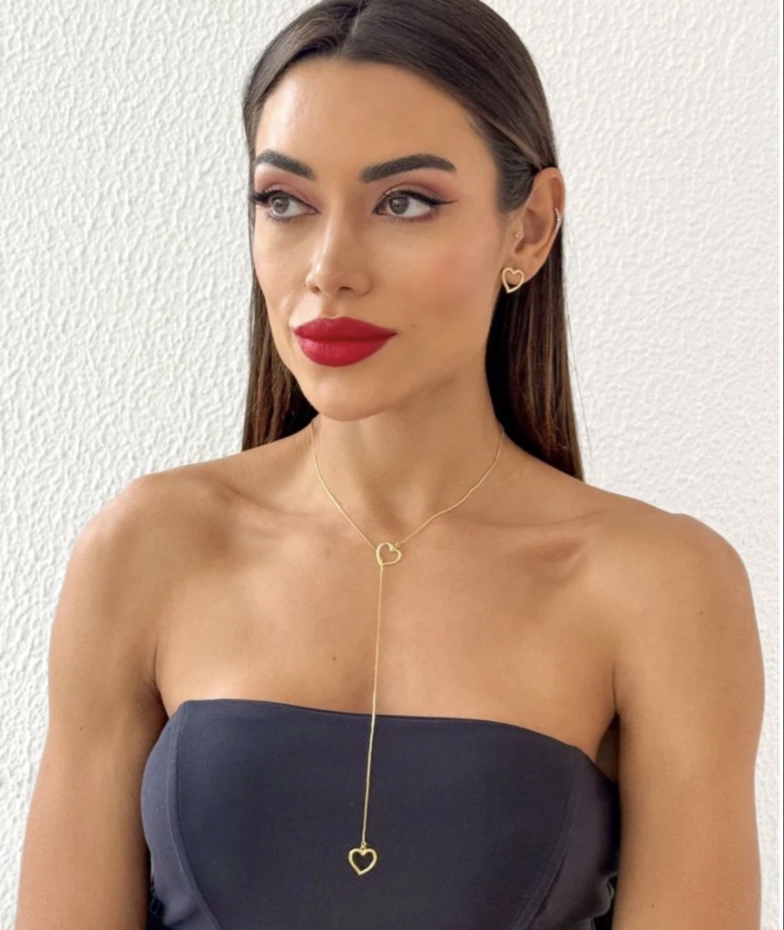 Conjunto Colar gravatinha coração