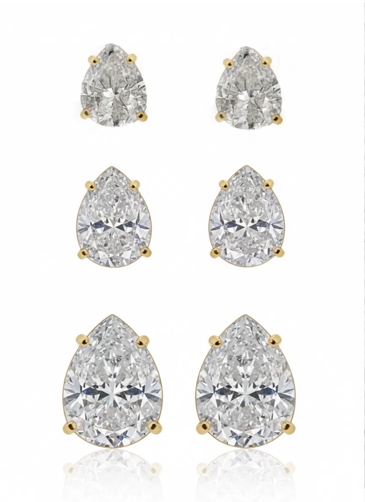 Brinco trio gota cristal