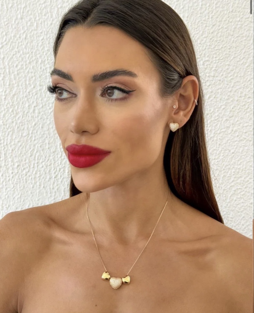Conjunto 3 corações dourado