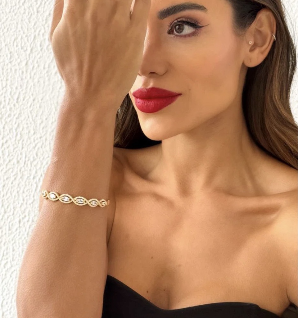 Bracelete com cristais e zirconias