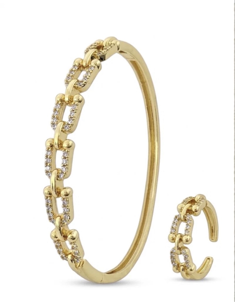 Conjunto Bracelete e anel elos