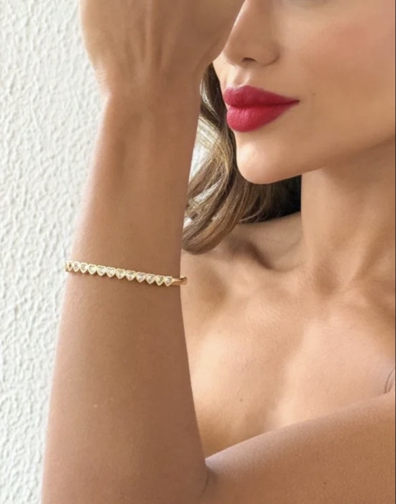 Bracelete corações cristal