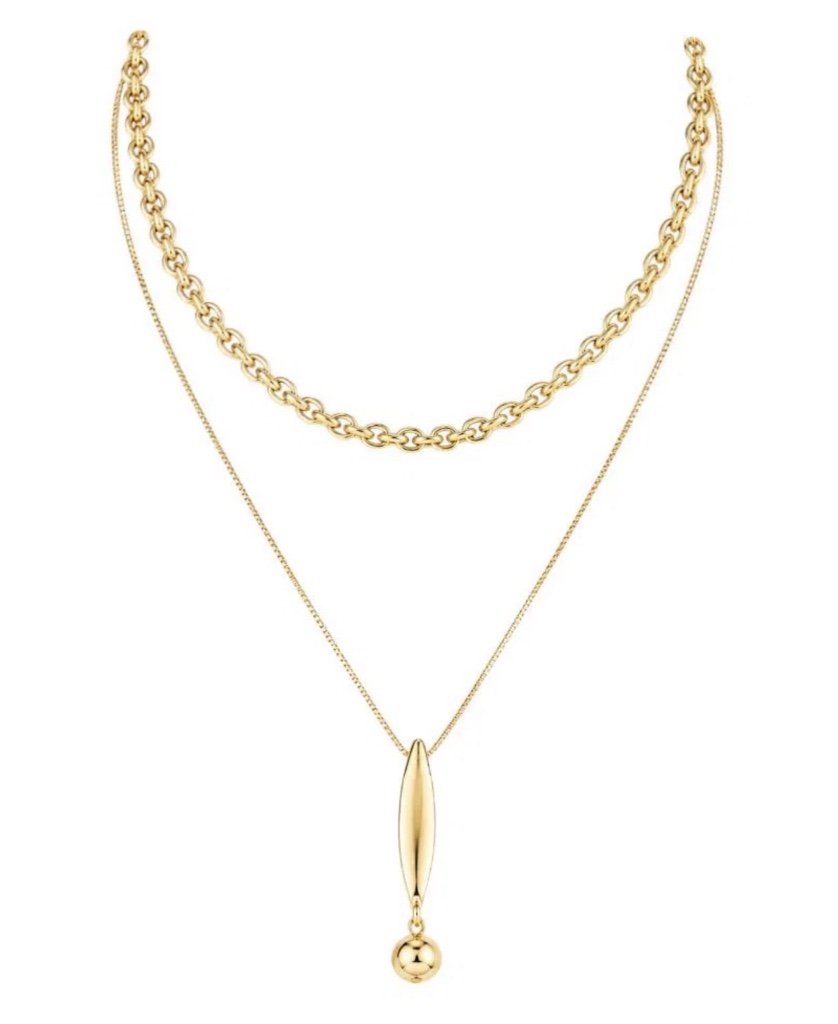 Colar dourado duplo elegância