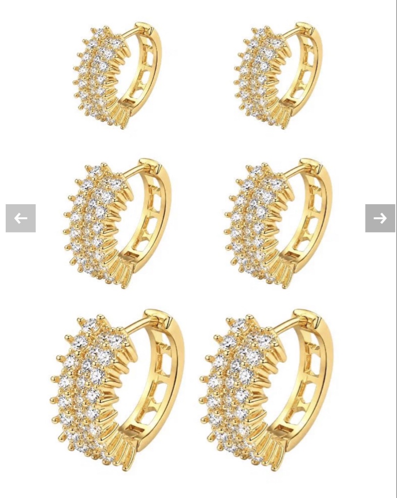 Brinco  trio de argola dourado com pedras